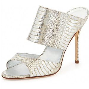 Manolo Blahnik natural snake mules size 40
